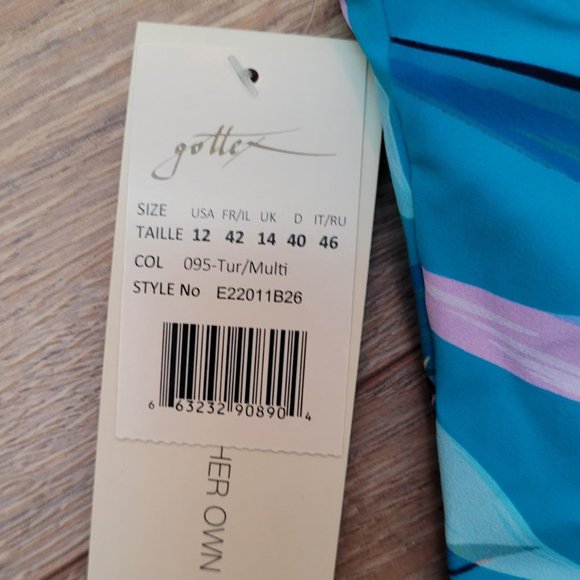 111. Profile by Gottex Underwire Tankini Top. Light blue tropical. Size 12. NWT - Picture 4 of 4